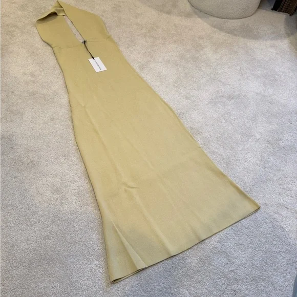 NWT WeWoreWhat Viscose Nylon Halter Neck Midi Dress in Tan Size S - Picture 2 of 11